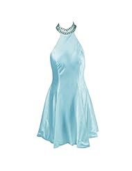 Backless Lace Knee Length Short Halter Evening Dress/Homecoming Dress/Bridesmaid Dress/Prom Dress/Wedding Party Dress 