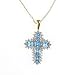 1.8cttw Genuine Blue Topaz Cross with Diamond Accents and 10K Yellow Gold Pendant with Chain Necklace Gift Boxed