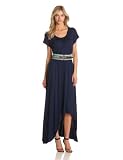 AGB Women's Maxi Dress With Styled Belt, Navy, X-Large AGB Women's Maxi Dress With Styled Belt, Navy, X-Large