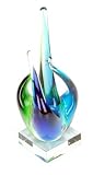 Murano Glass Emerald Sapphire Flame Glass Sculpture