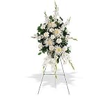 Sympathy Carnations and Gladioli Flowers White Promises Spray