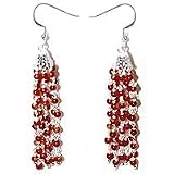 Fashion Earring in Sterling Silver & Carnelian Gemstone 4 inches (ers157)