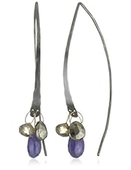 Melissa Joy Manning "Metallic Denim" Mixed Metal Wishbone Pyrite, Quartz and Tanzanite Drop Earrings