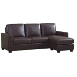 Ore International R8501BRN37 Brown Leather Sofa and Ottoman Set with Storage