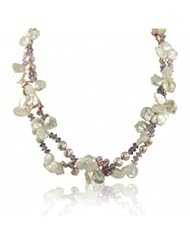 14K white and dyed pink keishi freshwater cultured pearl and amethyst necklace, 18"