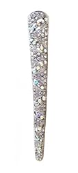 Hair Clip - H89 - Banana Style Encrusted in Genuine Crystal Stones (5" long) - Silver Tone Metal ~ Clear and Clear AB (Iridescent)