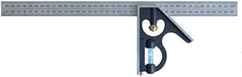Plaza E280M 16 pulgadas para trabajo pesado Combinación Profesional Con grabado hoja de acero inoxidable, Metric Graduaciones y True Blue Vial