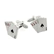 Rodium Plated Men's 4 Aces Poker Cufflinks-Executive Gift