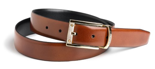 Geoffrey Beene Men's Grained Leather Reversible Belt, Black/Brown