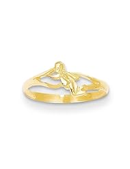 MadiK® Kids Collection 14k Yellow Gold Angel Baby Band Ring Size 3
