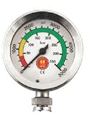 OMS Pressure Gauge Oxygen Clean BAR/PSI SPG with Plastic Boot & HP Hose, G-240