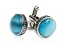 Chic Aquamarine Blue Cateye Cufflinks Framed in Silver with Gift Box Chic Aquamarine Blue Cateye Cufflinks Framed in Silver with Gift Box