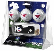 Southern Methodist Mustangs 3 Golf Ball Gift Pack With Spring Action Tool