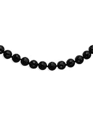 Sterling Silver 18in 8-8.5mm Faceted Black Agate Pearl Necklace.