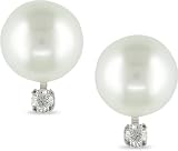 14k Gold FW Pearl 1/10ct TDW Diamond Earrings