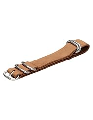 Premium 20mm 5-ring Thick Leather Rich Khaki Urban Military Nato Watch Strap - Fits All Watches!!!
