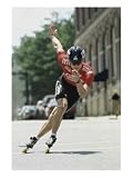 Young Woman Inline Skating on Road, Rollerblading / Rollerskating Photographic Poster Print, 18x24