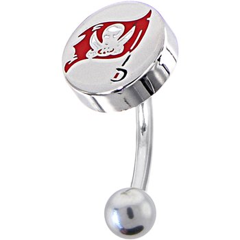 NFL Logo TOP Mount CURVED Belly Ring - Tampa Bay Buccaneers