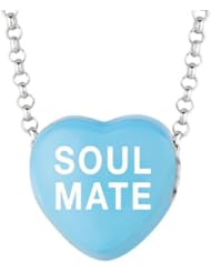 Sterling Silver 12mm Blue enamel Sweethearts SOUL MATE Heart Pendant
