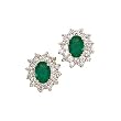 14K Yellow/White Gold 1 ct. Diamond and 3/4 ct. Oval Shaped Emerald Earrings