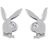Officially Licensed Silver Toned PLAYBOY BUNNY Stud Earrings