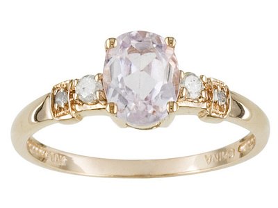 10KT RG 1.05CT KUNZITE AND .10CTW DIAMOND RING