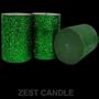 4 x 6" Metallic Glitter Green Pillar Candles Set of 24