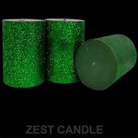 4 x 6" Metallic Glitter Green Pillar Candles Set of 24