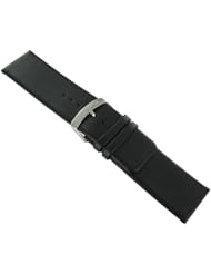 22mm Morellato Genuine Leather Flat Unstitched Square Tip Black Watch Band Strap