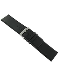 24mm Morellato Genuine Leather Flat Unstitched Square Tip Black Watch Band Strap