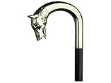 Men Dog Head Cane Black Maple Shaft, Alpacca Handle