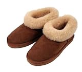 Luxury Unisex 100% Genuine Sheepskin Slipper Boot with Fur Cuff and Lightweight Sole
