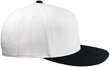 Flexfit 210 Fitted Flat Visor Cap-S/M (White/Black)