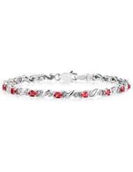 10k White Gold Diamond and Ruby Bracelet