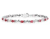 10k White Gold Diamond and Ruby Bracelet