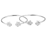 Flower .925 Sterling Silver West Indian Bangles (Pair)