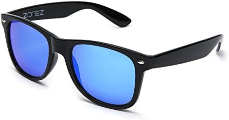 Wayfarer Sunglasses with Reflective Blue Mirror Lenses for Men and Women