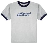 Chemical Brothers heather grey t-shirt navy blue logo ringer