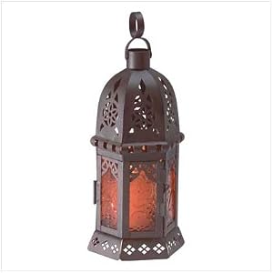 Amber Glass Moroccan Lantern by Gift Warehouse