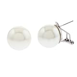 12MM Imitation Pearl Sterling Silver Stud Clip With Post Earrings