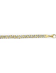 7mm Fancy Two Tone Gold Link Bracelet 9"