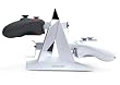 KONNET Xbox 360, Xbox Elite, Xbox Slim Power Pyramid Charger, Charging and Storage Dock / Tower / Kit / Stand for Four Game Controllers / Consoles - White
