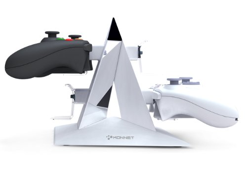 KONNET Xbox 360, Xbox Elite, Xbox Slim Power Pyramid Charger, Charging and Storage Dock / Tower / Kit / Stand for Four Game Controllers / Consoles - White