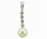 Ladies 0.06ct Diamond and 7mm White Pearl Drop Pendant