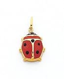 Red And Black Enameled Ladybug Charm, 14K Yellow Gold