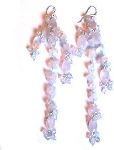Sterling Silver Rose Quartz Long Dangle Earrings
