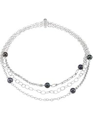 Sterling Silver Freshwater Cultured Black Pearl 18 by US Gems