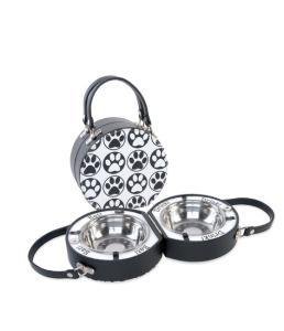 mudpie Pet Paw-Circle Round Travel Kit with Feeding Dishes