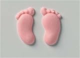 Cake Topper Sugar Decoration Footprints Pink 18mm (6 pairs)