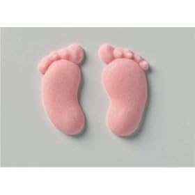 Cake Topper Sugar Decoration Footprints Pink 18mm (6 pairs)